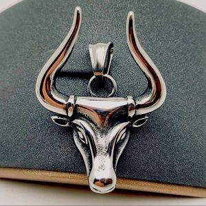 Vintage Stainless Steel Bullhead Pendant